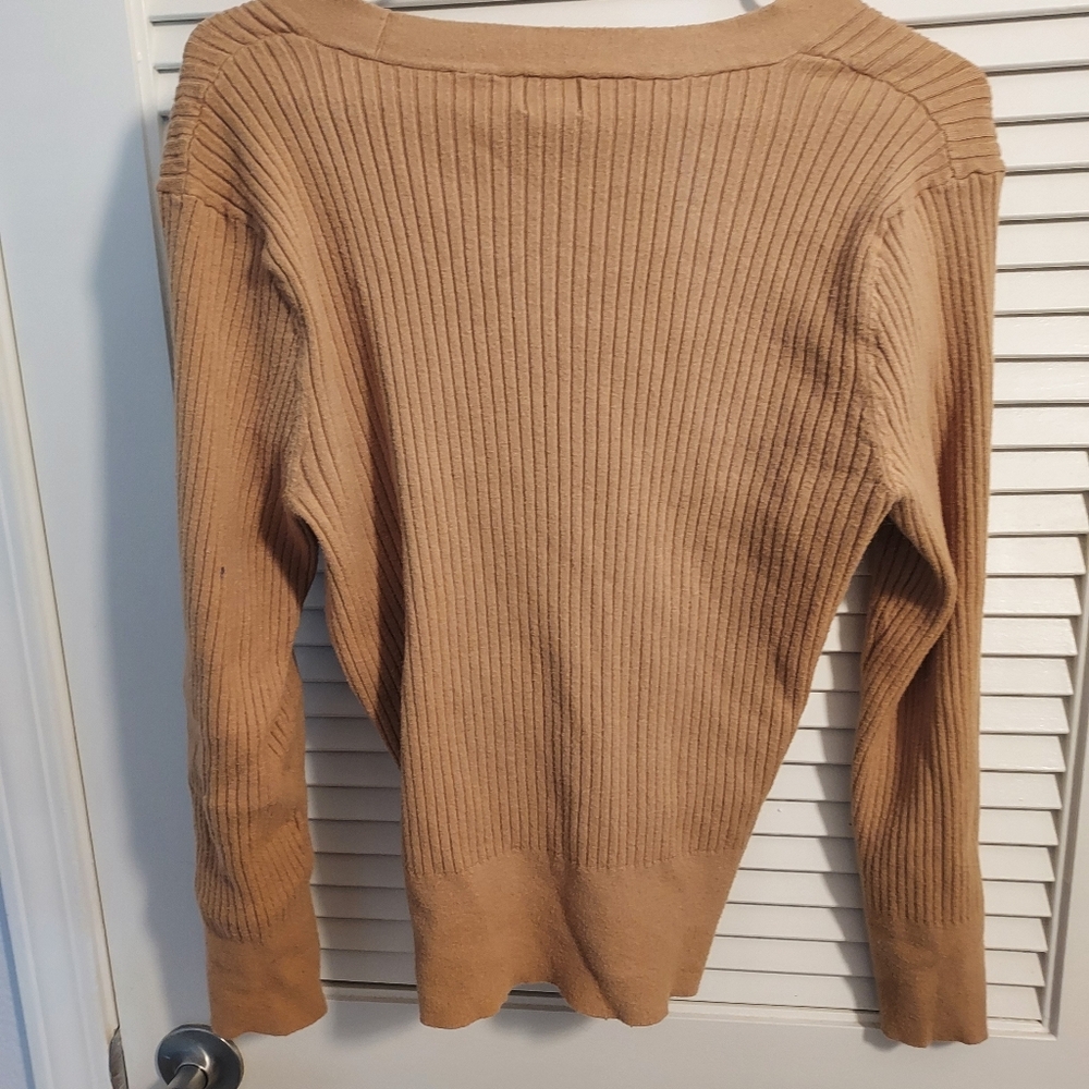 Camel Ribbed Button-Up Cardigan - Picture 4 of 6